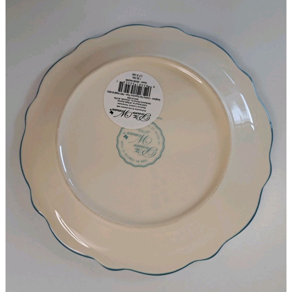 Pioneer‎ Woman Appetizer Plate Gingham Cowboy Hat  Dessert Dish 7" Western New - Picture 3 of 5